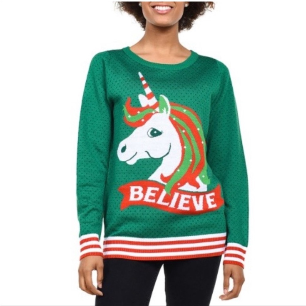 Tipsy Elves | Unicorn Believe Ugly XMAS Sweater S - Picture 2 of 10